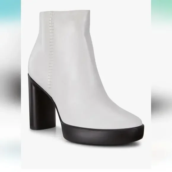 Ecco Runway Inspired Shape Sculpted Motion 75 White Ankle Boots 42 - Picture 4 of 16